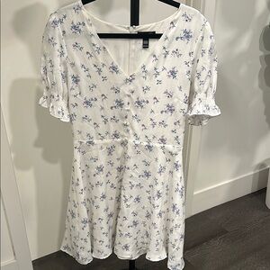 Aqua White Floral Dress